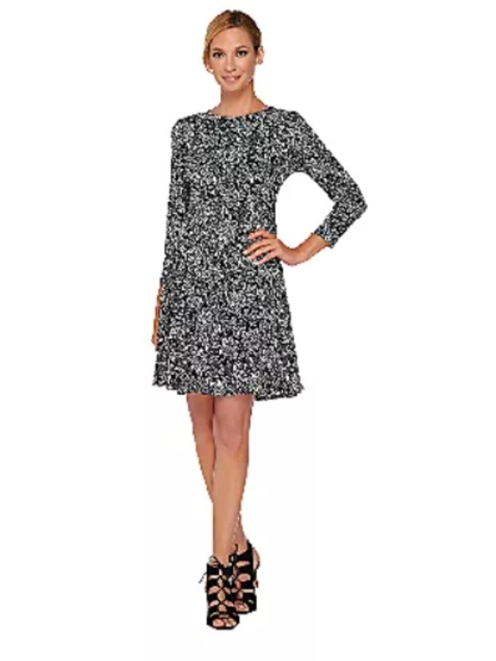 GK George Kotsiopoulos Bracelet Sleeve Dress with Peplum Hem 16675